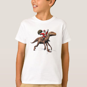 サンタ・クラウスがディノニュコスに乗り込む Tシャツ