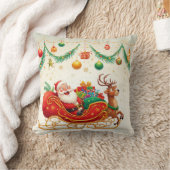 サンタ・クラウスがトナカイを乗り切る クッション (ブランケット)