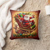 サンタ・クラウスがトナカイを乗り切る クッション (ブランケット)