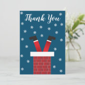 サンタ・クラウスが煙突の赤い青に突っ込んでくれてありがとう サンキューカード (スタンド正面)