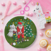 サンタ・クラウスとゴルフボールのゴルフクリスマス ペーパープレート (パーティー)