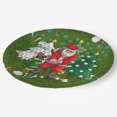 サンタ・クラウスとゴルフボールのゴルフクリスマス ペーパープレート (アングル)