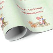 サンタ・クラウスとスリー&トナカイパーソナライズされた ラッピングペーパー (ロールコーナー)