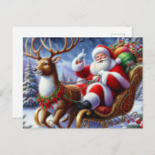 サンタ・クラウスとソリ ポストカード (正面/裏面)