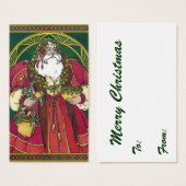 サンタ・クラウスとホリーのクリスマスヴィンテージ葉 (正面&裏面)