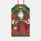 サンタ・クラウスとホリーのクリスマスヴィンテージ葉 ギフトタグ (正面)