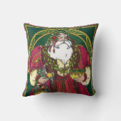 サンタ・クラウスとホリーのクリスマスヴィンテージ葉 クッション (裏面)