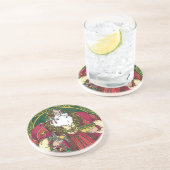 サンタ・クラウスとホリーのクリスマスヴィンテージ葉 コースター (側面)