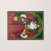 サンタ・クラウスとホリーのクリスマスヴィンテージ葉 ジグソーパズル (横)