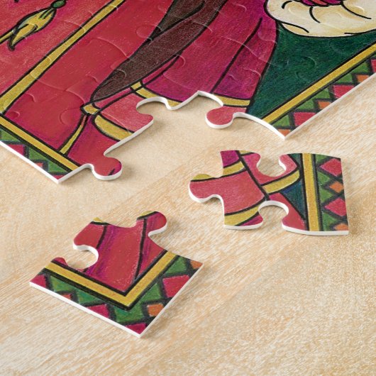 サンタ・クラウスとホリーのクリスマスヴィンテージ葉 ジグソーパズル (側面)