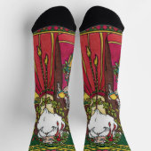 サンタ・クラウスとホリーのクリスマスヴィンテージ葉 ソックス (上部)