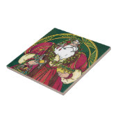 サンタ・クラウスとホリーのクリスマスヴィンテージ葉 タイル (側面)