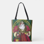 サンタ・クラウスとホリーのクリスマスヴィンテージ葉 トートバッグ (裏面)