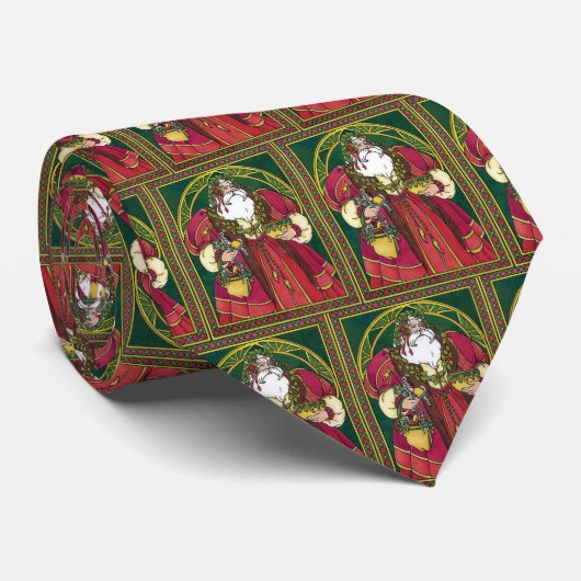 サンタ・クラウスとホリーのクリスマスヴィンテージ葉 ネクタイ (ロール)