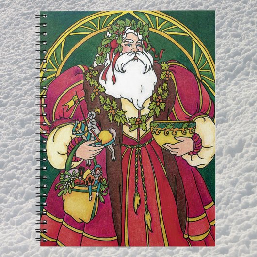 サンタ・クラウスとホリーのクリスマスヴィンテージ葉 ノートブック