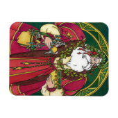 サンタ・クラウスとホリーのクリスマスヴィンテージ葉 マグネット (横)