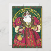 サンタ・クラウスとホリーのクリスマスヴィンテージ葉 招待状 (正面)