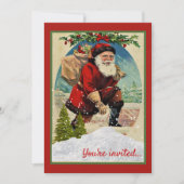 サンタ・クラウスとヴィンテージクリスマスホリデーパーティー 招待状 (正面)