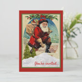 サンタ・クラウスとヴィンテージクリスマスホリデーパーティー 招待状 (スタンド正面)
