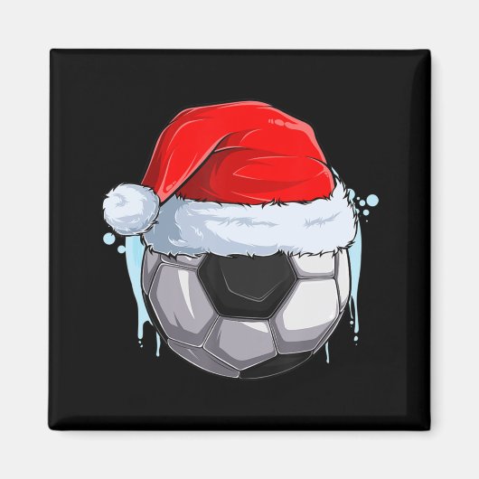 サンタ・クラウスのクリスマスサッカーボール マグネット (正面)