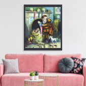 サンタ・クラウスのヴィンテージクリスマスのおもちゃつきストッキング キャンバスプリント (インサイチュ (リビング))