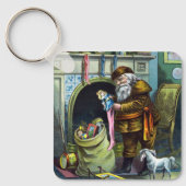 サンタ・クラウスのヴィンテージクリスマスのおもちゃつきストッキング キーホルダー (正面)