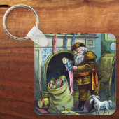 サンタ・クラウスのヴィンテージクリスマスのおもちゃつきストッキング キーホルダー (正面)