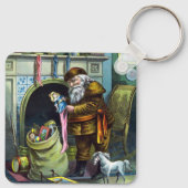 サンタ・クラウスのヴィンテージクリスマスのおもちゃつきストッキング キーホルダー (裏面)