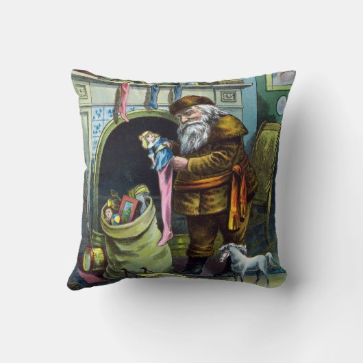 サンタ・クラウスのヴィンテージクリスマスのおもちゃつきストッキング クッション (裏面)