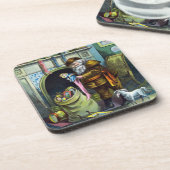 サンタ・クラウスのヴィンテージクリスマスのおもちゃつきストッキング コースター (左側)