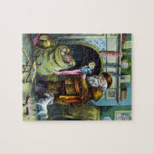 サンタ・クラウスのヴィンテージクリスマスのおもちゃつきストッキング ジグソーパズル (横)