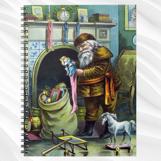 サンタ・クラウスのヴィンテージクリスマスのおもちゃつきストッキング ノートブック
