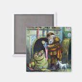 サンタ・クラウスのヴィンテージクリスマスのおもちゃつきストッキング マグネット (正面/裏面)