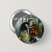 サンタ・クラウスのヴィンテージクリスマスのおもちゃつきストッキング 缶バッジ (正面&裏面)