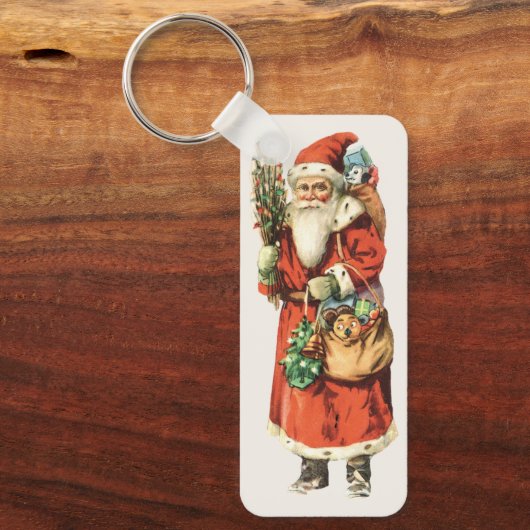 サンタ・クラウスのヴィンテージ・クリスマスのカット・イメージ キーホルダー (正面)