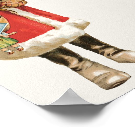 サンタ・クラウスのヴィンテージ・クリスマスのカット・イメージ ポスター (角)