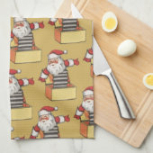 サンタ・クラウスの箱のジャックとしてのヴィンテージクリスマス キッチンタオル (四つ折り)