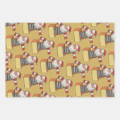 サンタ・クラウスの箱のジャックとしてのヴィンテージクリスマス ラッピングペーパーシート (正面3)