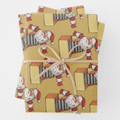 サンタ・クラウスの箱のジャックとしてのヴィンテージクリスマス ラッピングペーパーシート (インサイチュ)