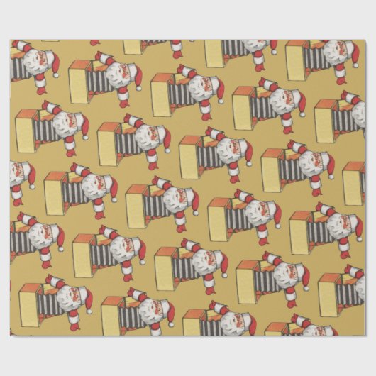 サンタ・クラウスの箱のジャックとしてのヴィンテージクリスマス ラッピングペーパー (フラット)