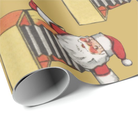 サンタ・クラウスの箱のジャックとしてのヴィンテージクリスマス ラッピングペーパー (ロールコーナー)