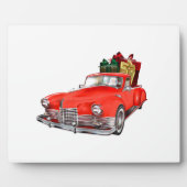 サンタ・クラウスはギフトビアでレトロな車を運転している フォトプラーク (正面)