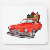 サンタ・クラウスはギフトビアでレトロな車を運転している マウスパッド (正面)