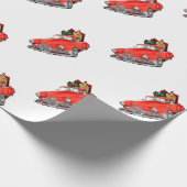 サンタ・クラウスはギフトビアでレトロな車を運転している ラッピングペーパー (角)