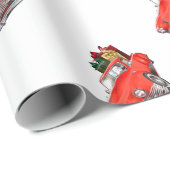 サンタ・クラウスはギフトビアでレトロな車を運転している ラッピングペーパー (ロールコーナー)