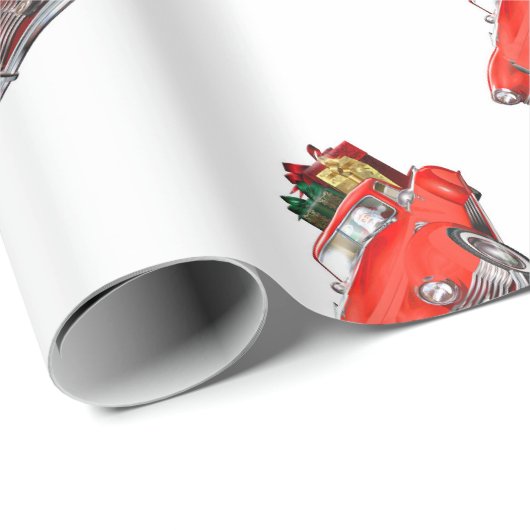 サンタ・クラウスはギフトビアでレトロな車を運転している ラッピングペーパー (ロールコーナー)