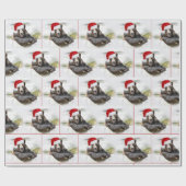 サンタ・クラウス帽を持つグリズリーベア ラッピングペーパー (フラット)