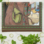 サンタ・クラウス玩具が下駄の靴を履くビンテージクリスマス キッチンタオル (折り畳み)