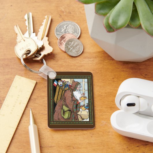 サンタ・クラウス玩具が下駄の靴を履くビンテージクリスマス キーホルダー (デスク)