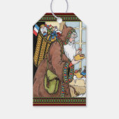 サンタ・クラウス玩具が下駄の靴を履くビンテージクリスマス ギフトタグ (正面)